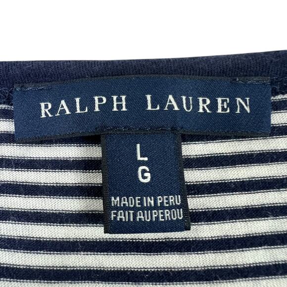 Ralph Lauren Womens Short Sleeve Striped TShirt L Scoop Neck Pony Preppy Cotton - Picture 2 of 9